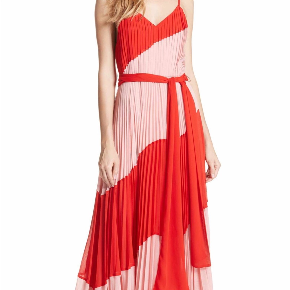 Alice and Olivia rozlyn pleat colorblock maxi dress